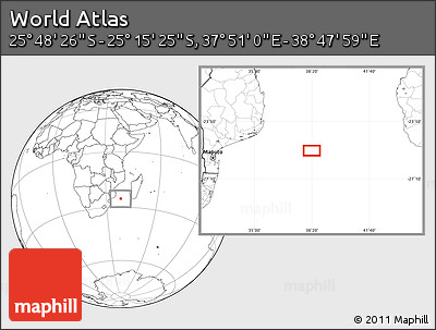 Blank Location Map of the Area around 25° 31' 56" S, 38° 19' 30" E
