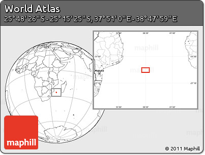 Blank Location Map of the Area around 25° 31' 56" S, 38° 19' 30" E