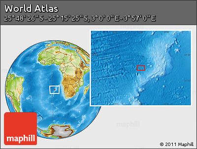 Physical Location Map of the Area around 25° 31' 56" S, 3° 28' 30" E
