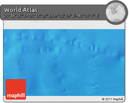 Shaded Relief 3D Map of the Area around 25° 31' 56" S, 40° 1' 29" E