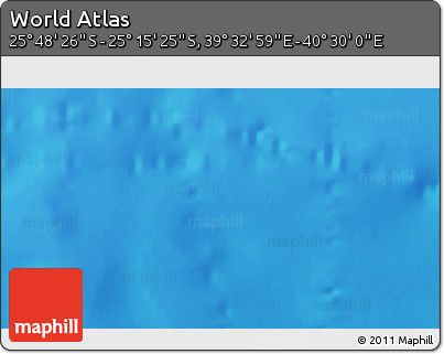 Shaded Relief 3D Map of the Area around 25° 31' 56" S, 40° 1' 29" E