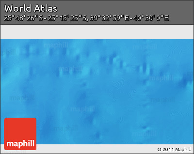 Shaded Relief 3D Map of the Area around 25° 31' 56" S, 40° 1' 29" E