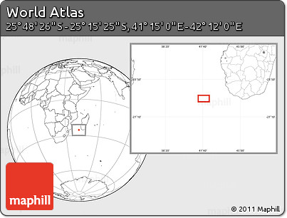 Blank Location Map of the Area around 25° 31' 56" S, 41° 43' 30" E