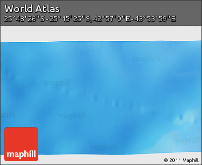 Shaded Relief 3D Map of the Area around 25° 31' 56" S, 43° 25' 29" E