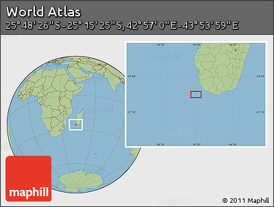 Savanna Style Location Map of the Area around 25° 31' 56" S, 43° 25' 29" E