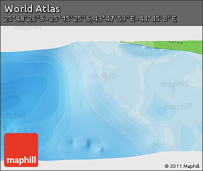 Political 3D Map of the Area around 25° 31' 56" S, 44° 16' 29" E
