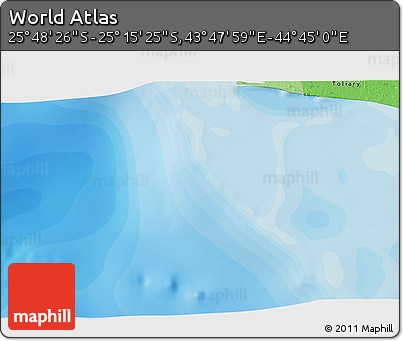 Political 3D Map of the Area around 25° 31' 56" S, 44° 16' 29" E