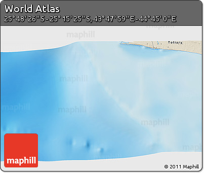 Shaded Relief 3D Map of the Area around 25° 31' 56" S, 44° 16' 29" E