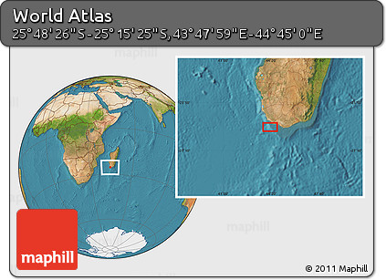 Satellite Location Map of the Area around 25° 31' 56" S, 44° 16' 29" E