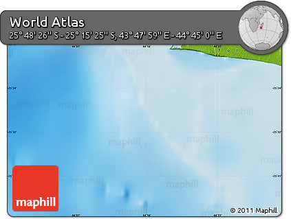Physical Map of the Area around 25° 31' 56" S, 44° 16' 29" E