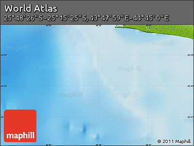 Physical Map of the Area around 25° 31' 56" S, 44° 16' 29" E