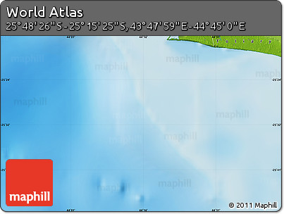 Physical Map of the Area around 25° 31' 56" S, 44° 16' 29" E