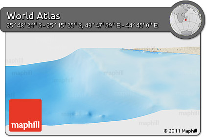 Shaded Relief Panoramic Map of the Area around 25° 31' 56" S, 44° 16' 29" E