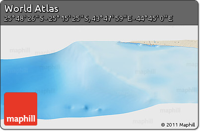 Shaded Relief Panoramic Map of the Area around 25° 31' 56" S, 44° 16' 29" E