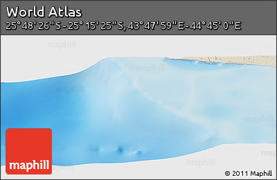 Shaded Relief Panoramic Map of the Area around 25° 31' 56" S, 44° 16' 29" E