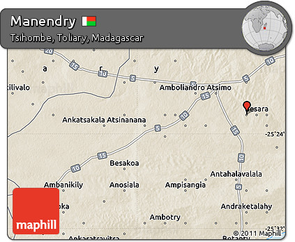 Shaded Relief Map of Manendry