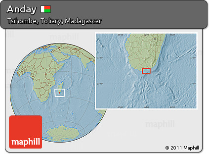 Savanna Style Location Map of Anday, hill shading
