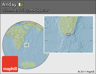Savanna Style Location Map of Anday, hill shading