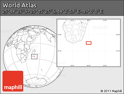Blank Location Map of the Area around 25° 31' 56" S, 48° 31' 29" E