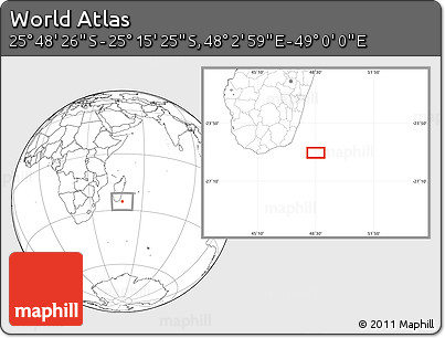 Blank Location Map of the Area around 25° 31' 56" S, 48° 31' 29" E
