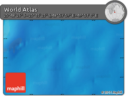 Physical Map of the Area around 25° 31' 56" S, 49° 22' 30" E