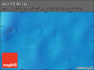 Physical Map of the Area around 25° 31' 56" S, 49° 22' 30" E