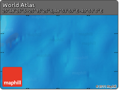 Physical Map of the Area around 25° 31' 56" S, 49° 22' 30" E