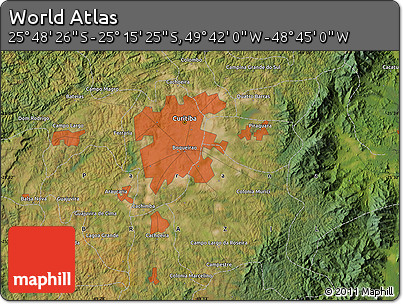 Satellite Map of the Area around 25° 31' 56" S, 49° 13' 30" W