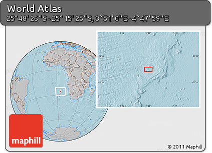 Gray Location Map of the Area around 25° 31' 56" S, 4° 19' 30" E, hill shading