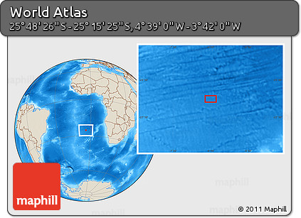 Shaded Relief Location Map of the Area around 25° 31' 56" S, 4° 10' 30" W
