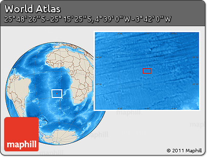 Shaded Relief Location Map of the Area around 25° 31' 56" S, 4° 10' 30" W