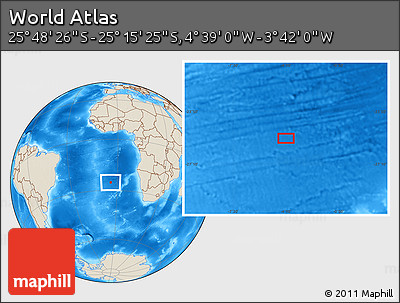 Shaded Relief Location Map of the Area around 25° 31' 56" S, 4° 10' 30" W