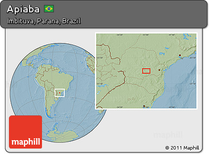 Savanna Style Location Map of Apiaba, hill shading