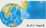 Physical Location Map of the area around 25° 31' 56" S, 51° 4' 30" E