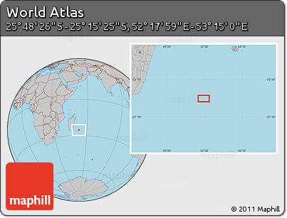Gray Location Map of the Area around 25° 31' 56" S, 52° 46' 29" E