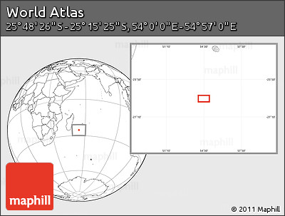 Blank Location Map of the Area around 25° 31' 56" S, 54° 28' 30" E