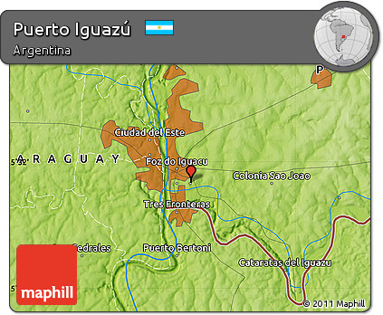 Physical Map of Puerto Iguazú