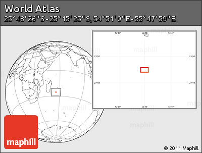 Blank Location Map of the Area around 25° 31' 56" S, 55° 19' 30" E
