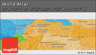 Political Panoramic Map of the Area around 25° 31' 56" S, 55° 10' 29" W
