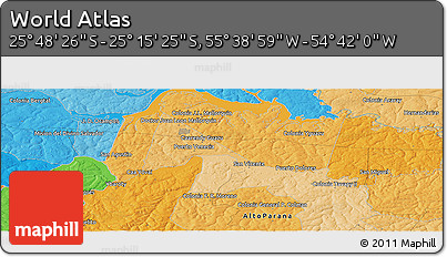 Political Panoramic Map of the Area around 25° 31' 56" S, 55° 10' 29" W