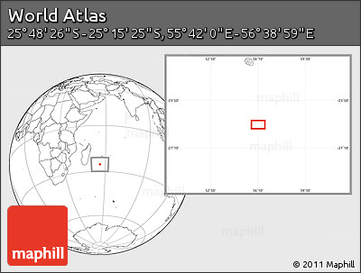Blank Location Map of the Area around 25° 31' 56" S, 56° 10' 29" E