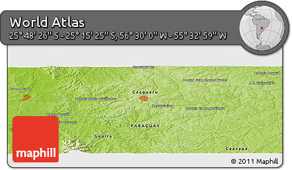 Physical Panoramic Map of the Area around 25° 31' 56" S, 56° 1' 29" W