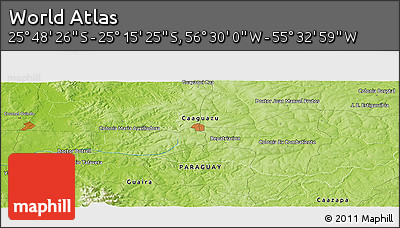 Physical Panoramic Map of the Area around 25° 31' 56" S, 56° 1' 29" W