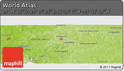 Physical Panoramic Map of the Area around 25° 31' 56" S, 56° 1' 29" W