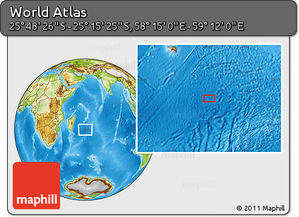 Physical Location Map of the Area around 25° 31' 56" S, 58° 43' 30" E