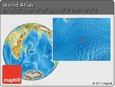Physical Location Map of the Area around 25° 31' 56" S, 58° 43' 30" E