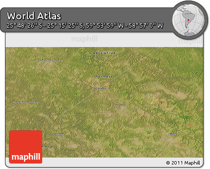 Satellite 3D Map of the Area around 25° 31' 56" S, 59° 25' 29" W