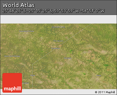 Satellite 3D Map of the Area around 25° 31' 56" S, 59° 25' 29" W