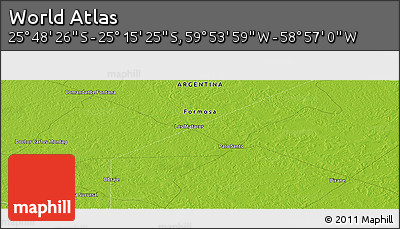 Physical Panoramic Map of the Area around 25° 31' 56" S, 59° 25' 29" W