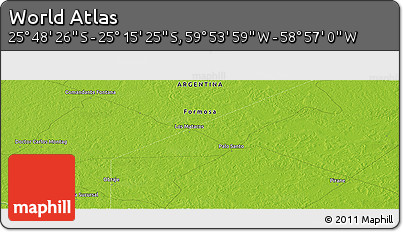 Physical Panoramic Map of the Area around 25° 31' 56" S, 59° 25' 29" W